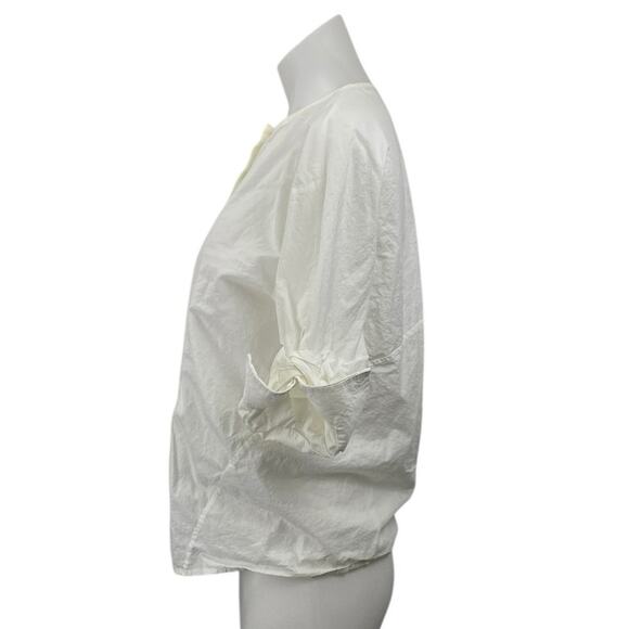 COS Women's White Half Sleeve Crew Neck button Down Blouse Shirt Top Size 6 - Picture 2 of 5